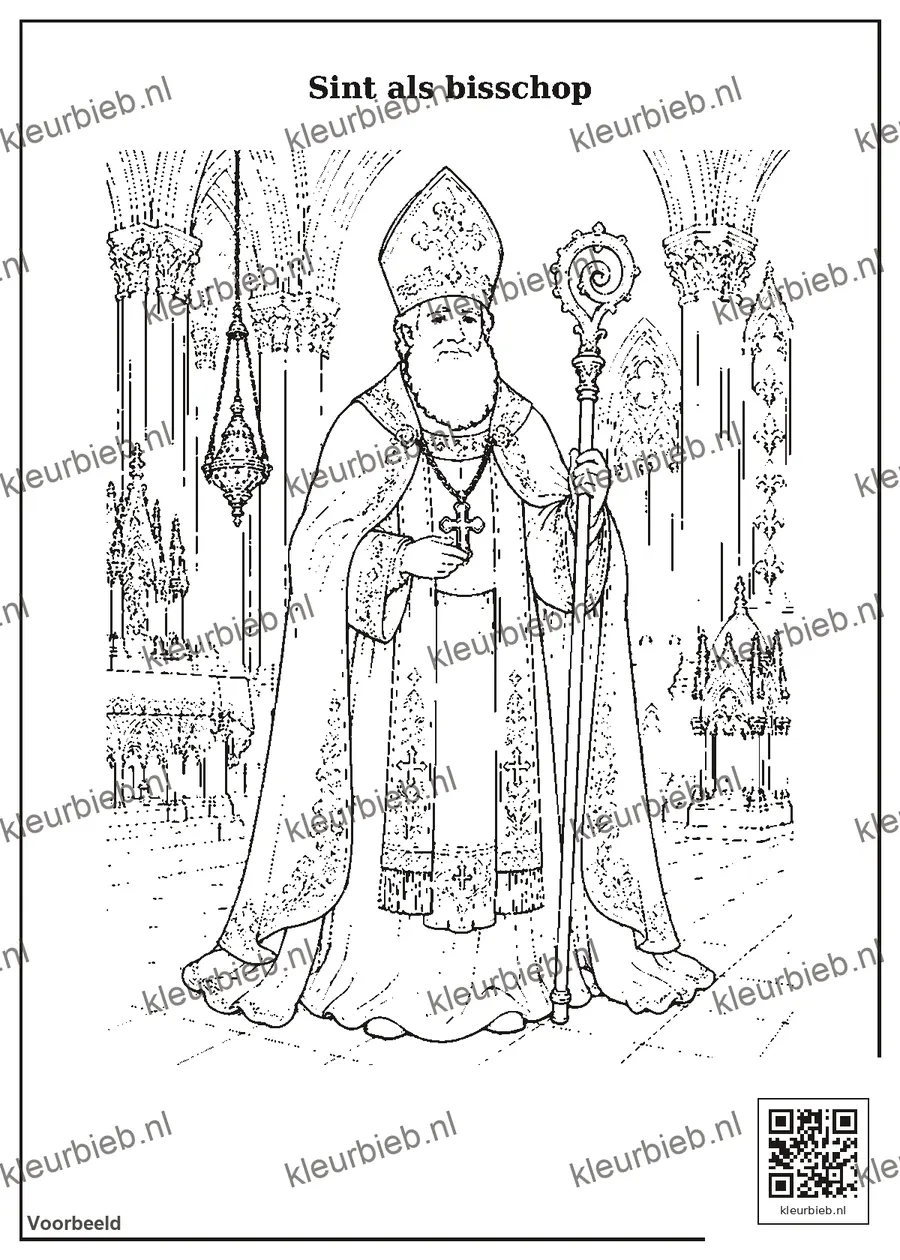 Kleurplaat: Sint als bisschop