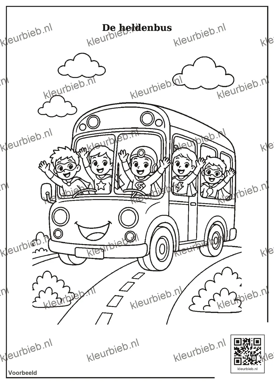 Kleurplaat: De heldenbus