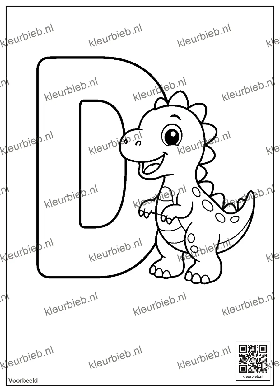 Kleurplaat: De letter D