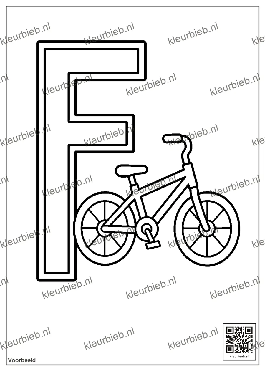 Kleurplaat: De letter F