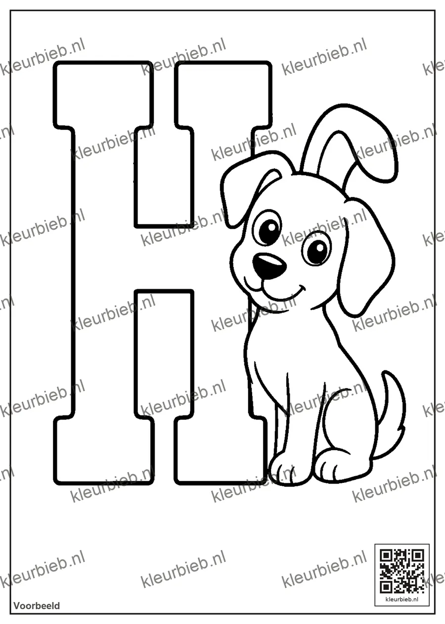 Kleurplaat: De letter H