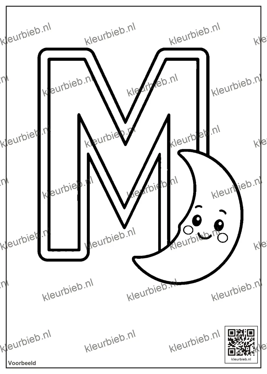 Kleurplaat: De letter M