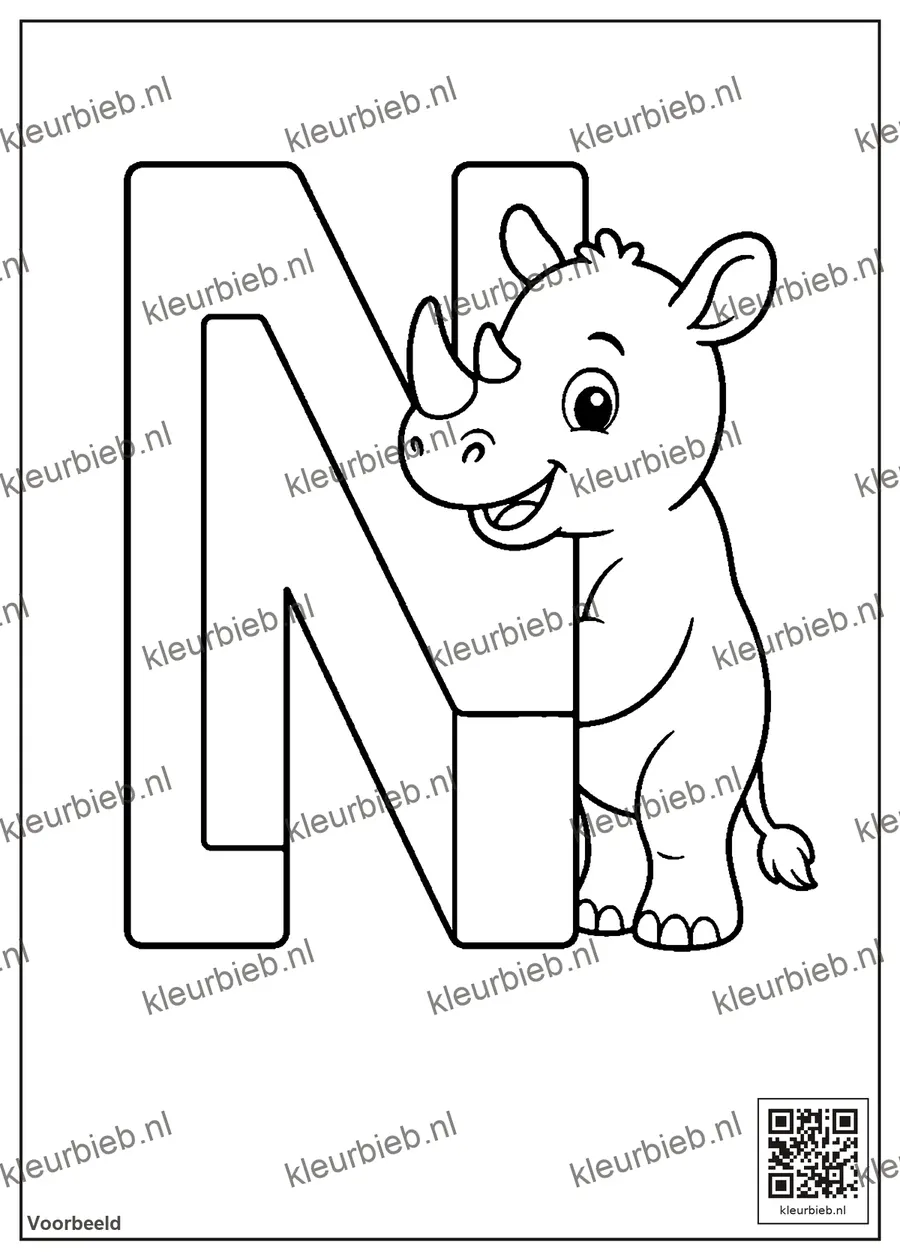 Kleurplaat: De letter N