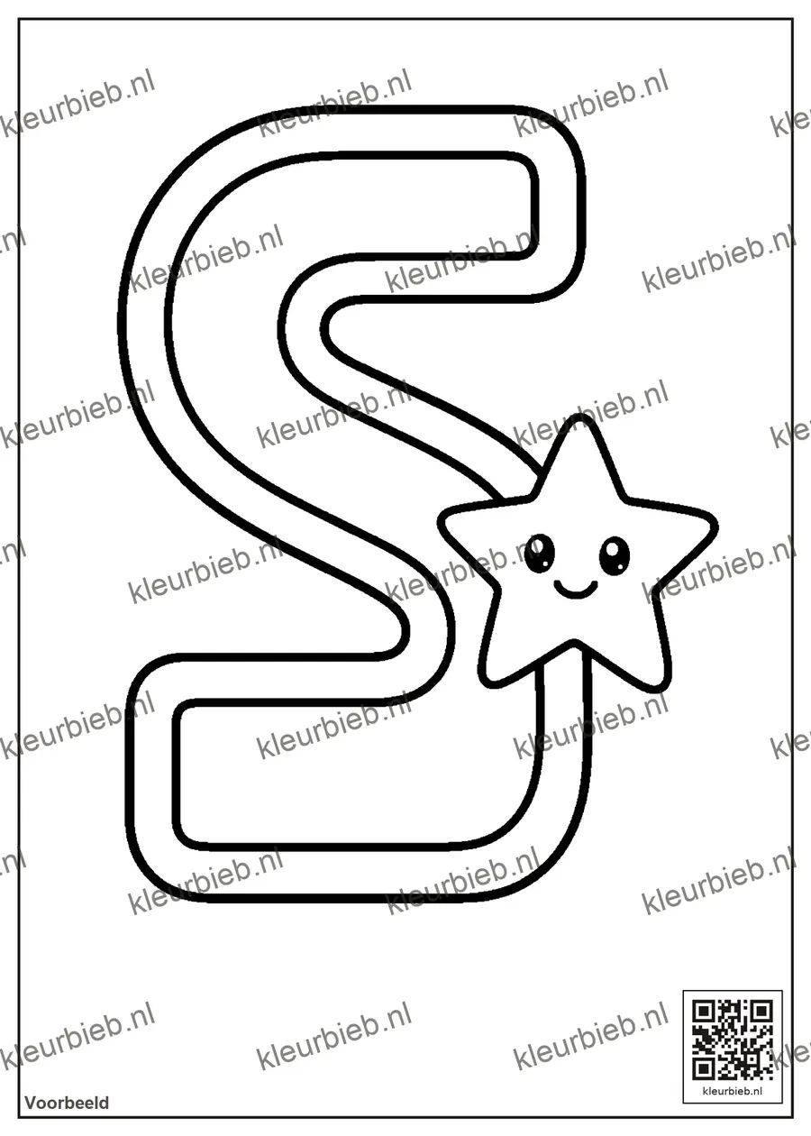 Kleurplaat: De letter S