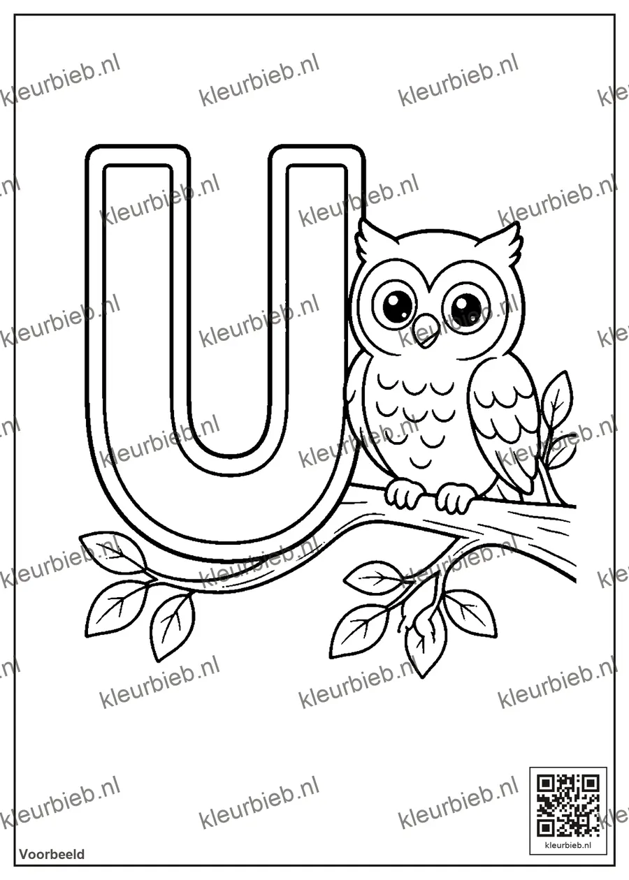 Kleurplaat: De letter U