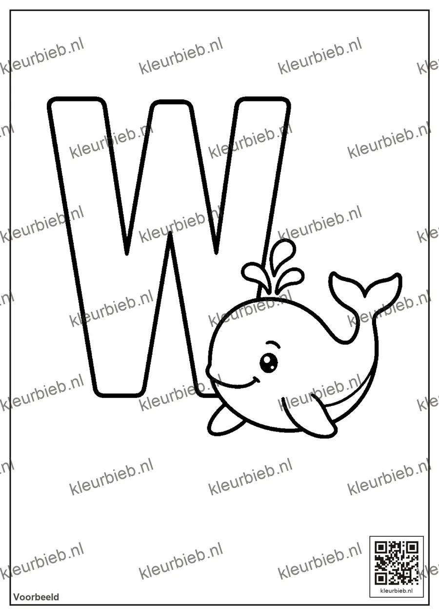 Kleurplaat: De letter W