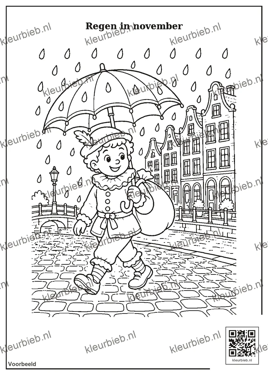 Kleurplaat: Regen in november