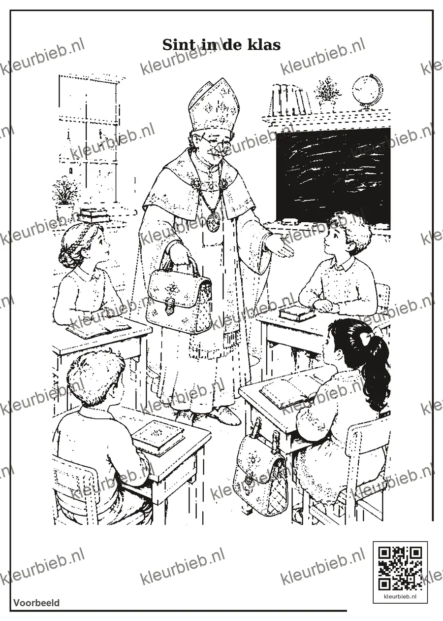 Kleurplaat: Sint in de klas