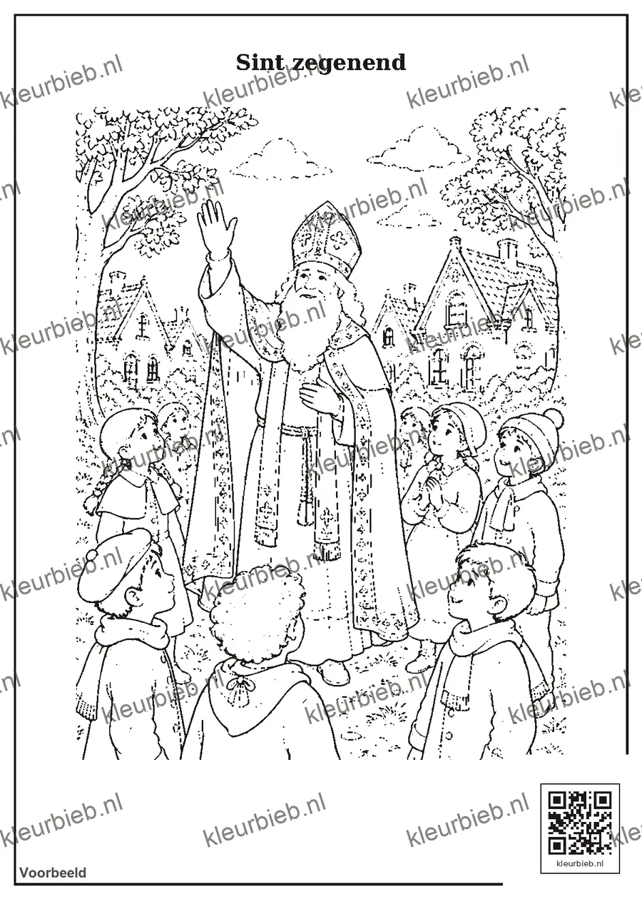 Kleurplaat: Sint zegenend