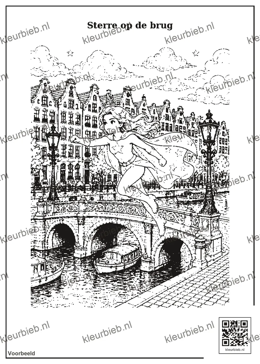 Kleurplaat: Sterre op de brug