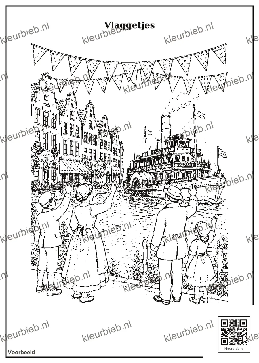 Kleurplaat: Vlaggetjes